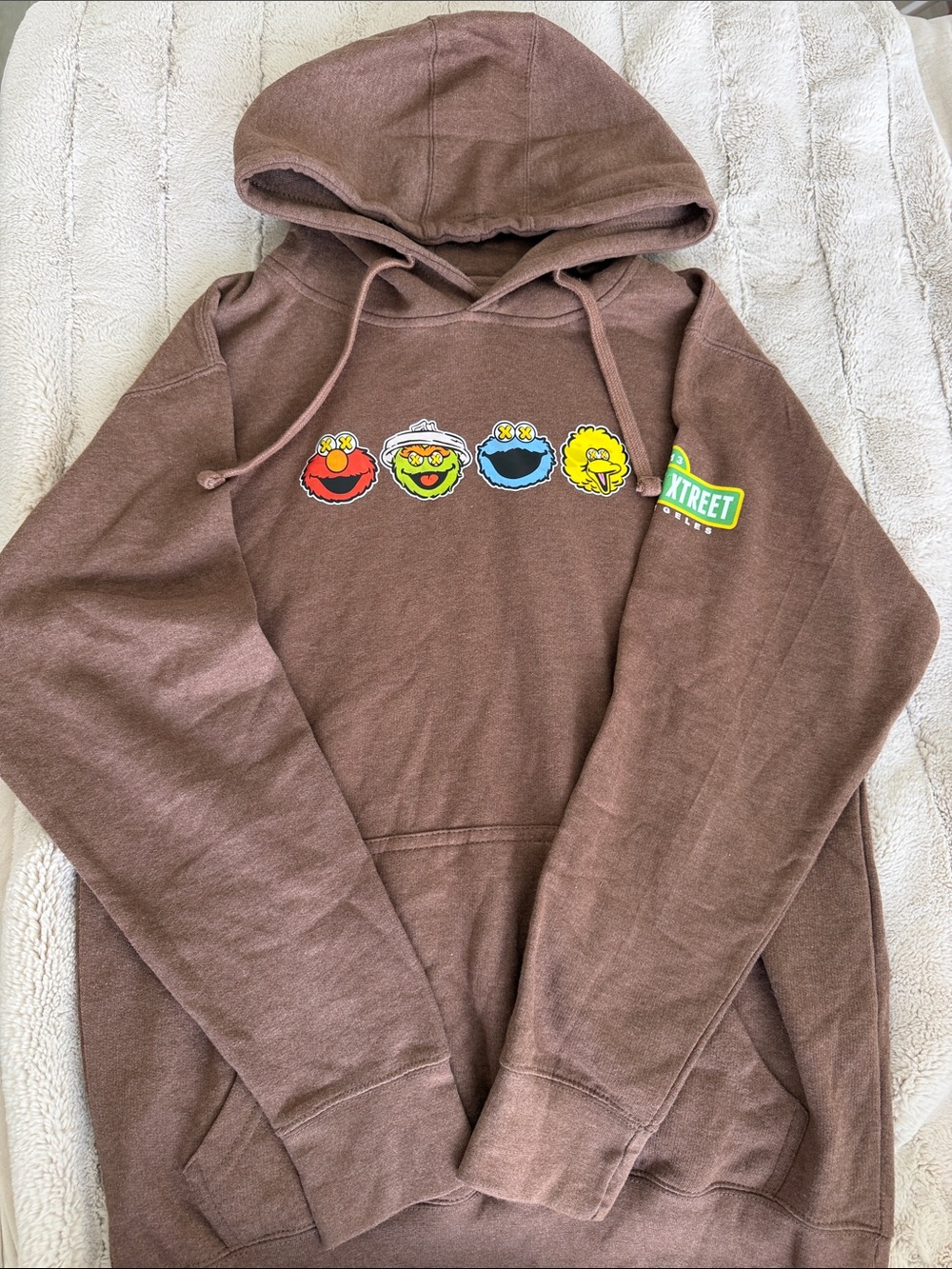 KAWS x Sesame Street Uniqlo UT Hoodie Brown Elmo Cookie Monster
